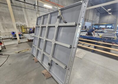 Photo of a Large Electromagnetic Window radome at the factory during inspection and testing.