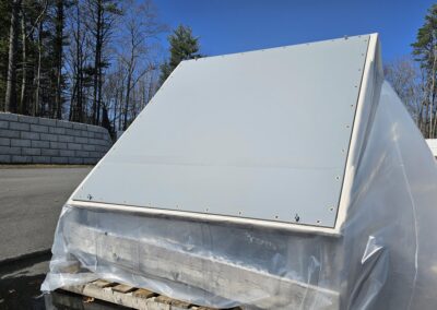 photo of an electromagnetic window radome setup for water testing.